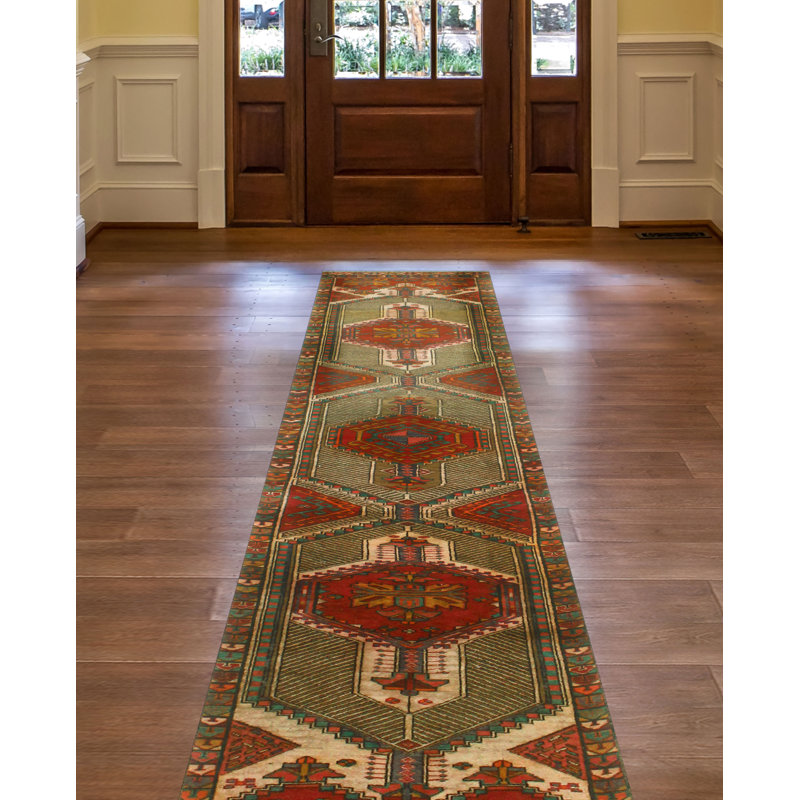 One-of-a-Kind 2'4" x 13'8" 1980s Runner Wool Area Rug in Red