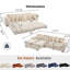 Canapé modulaire en L 110,75 po, canapé modulaire en velours côtelé, avec repose-pieds mobile, porte-gobelets, 8 coussins décoratifs, poche latérale, déplier dans un lit, beige-1709417259