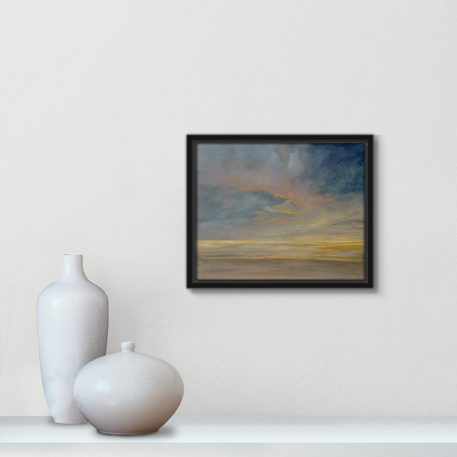 Saffi "Dawning Unrest" Painting, 9.5" H x 11.5" W, Espresso