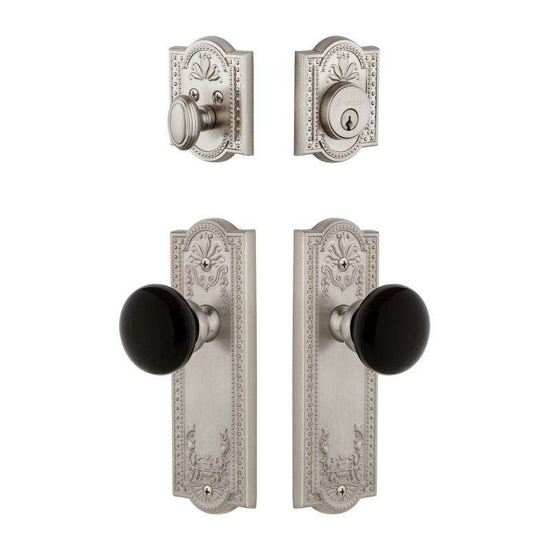 Ensemble d'entrée complet Parthenon, Nickel satiné, 2-3/4"