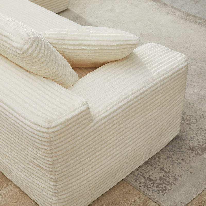 Canapé modulaire surdimensionné de 109 po avec méridienne en velours côtelé avec méridienne Boneless, sans assemblage requis