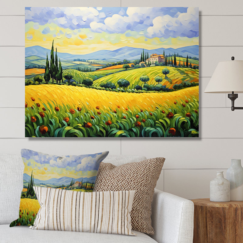 Vangogh Rolling Hills II - Vangogh, art encadré, H 34 po x l 44 po x P 1,5 po, Toile tendue