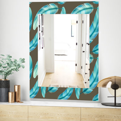 Miroir mural traditionnel à plumes 27 mid-century
