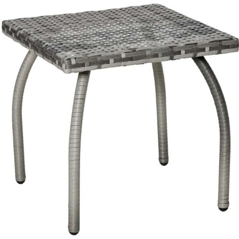 Petite table de bout carrée en rotin, table d'appoint en osier pour l'extérieur, table basse en matériau résistant aux intempéries