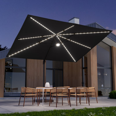 Doogal 11.5x9' Lighted Cantilever Umbrella with Base
