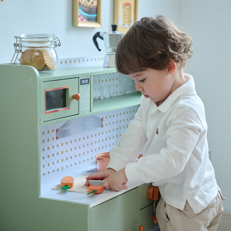 Teamson Kids Little Chef St. Louis Wooden Play Kitchen With Sink & Ice Dispenser, Green