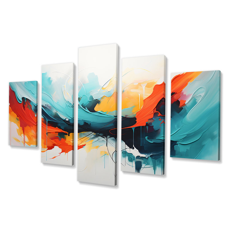 «Colorful Abstract Expression III», art abstrait à multiples panneaux muraux pour le salon