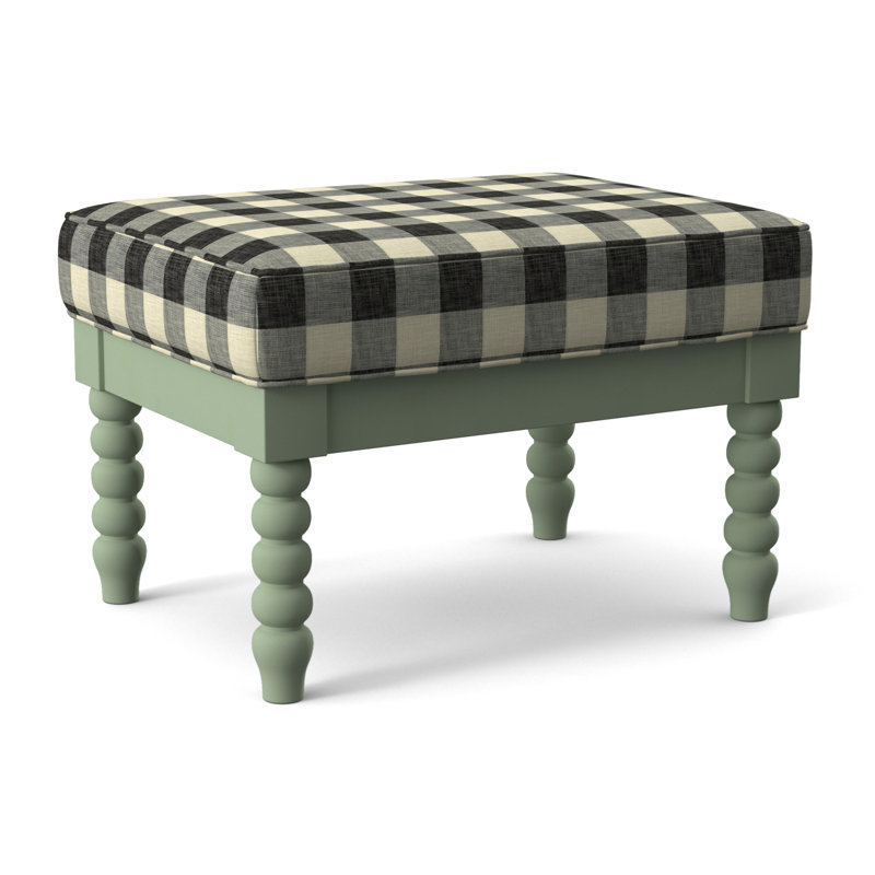 Lind Island Ottoman, Black Buffalo Check, Celery Finish