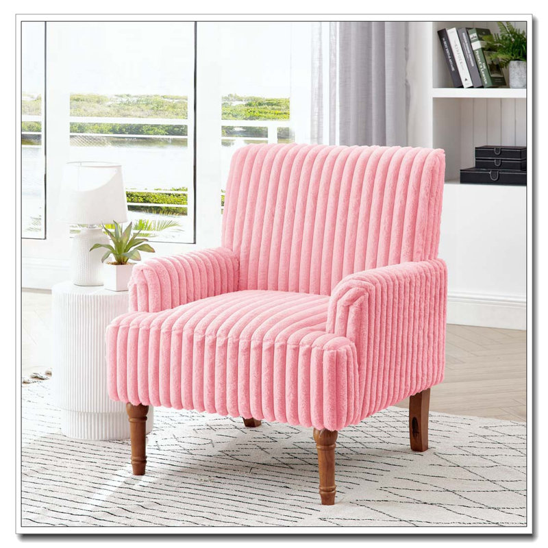 Chaise d'appoint moderne en velours côtelé, Rose