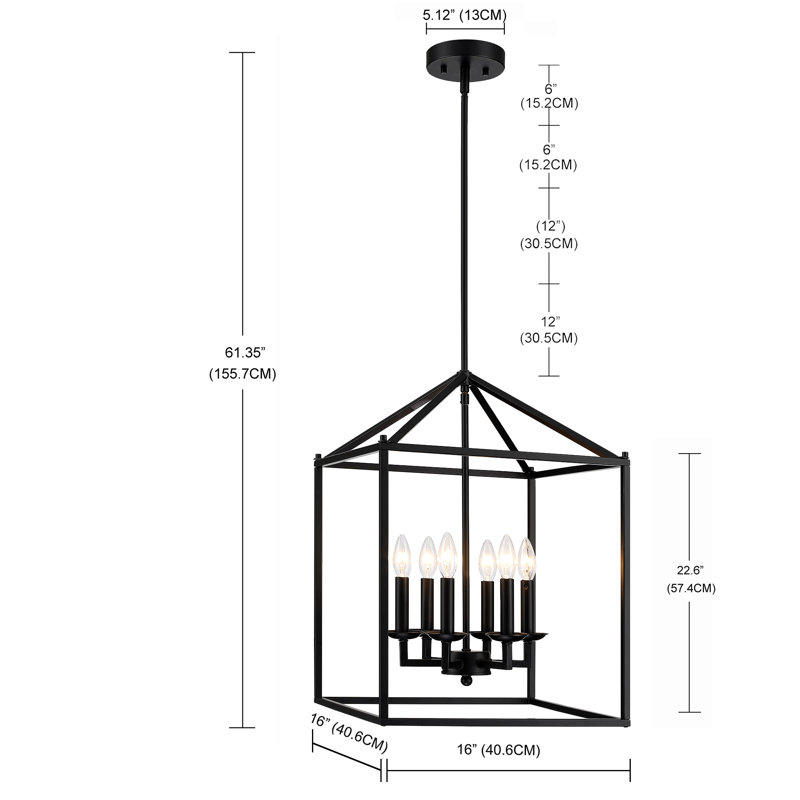 6 - Light Dimmable Lantern Geometric Chandelier