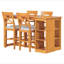 Ensemble de table de salle à manger à hauteur de comptoir en bois massif 60 po x l 30 po avec tablettes de rangement à 3 niveaux et chaises rembourrées pour 4, 5 pièces