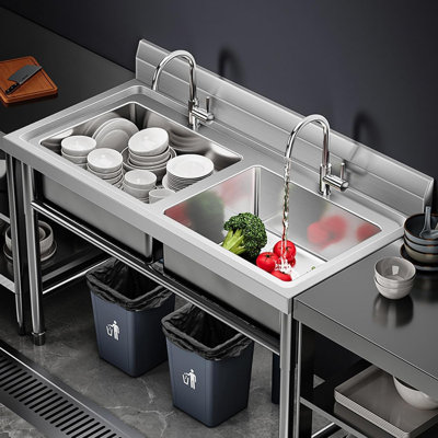 20inch Stainless Utility Sink Freestanding Outdoor With Hose Hook Up Kitchen Single Stainless Sinks