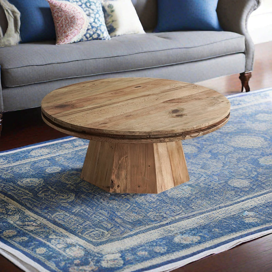 Trentastic Trails Round tea table in vintage wood | Wayfair