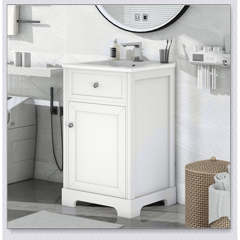 Meuble-lavabo blanc 20 po avec porte à fermeture douce