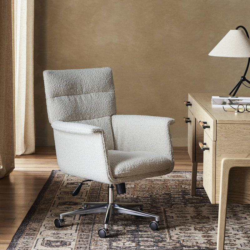 Erie Polyester Blend Executive Chair, Cream Boucle