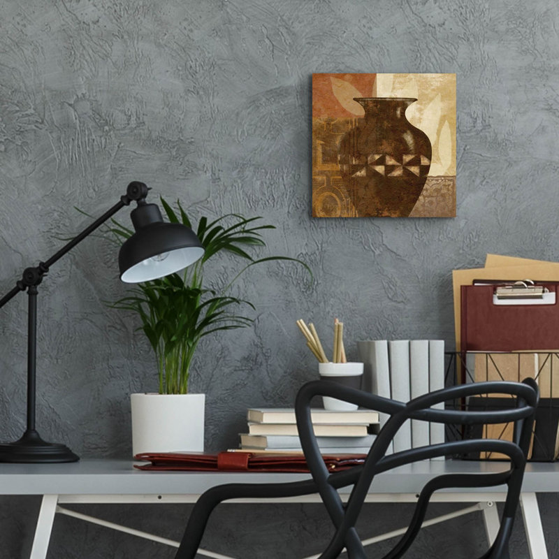  «Ethnic Vase 4» par Alonzo Saunders, art mural en verre acrylique, 12 po x 12 po