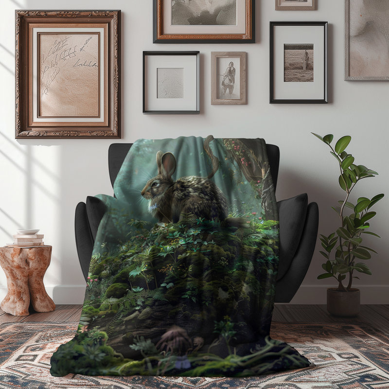 Enchanted Forest Chronicles - couverture en sherpa de qualité supérieure 1 pièce - reproduction d'art luxueuse, Grand lit