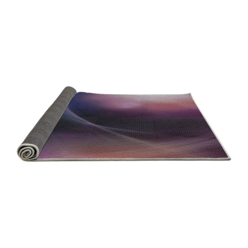 Tapis rose/bleu à motifs, Rond 4 pi