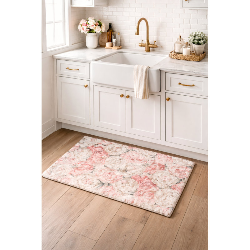 Floral Area Rug, Soft Pink, Rectangle 9' x 12'