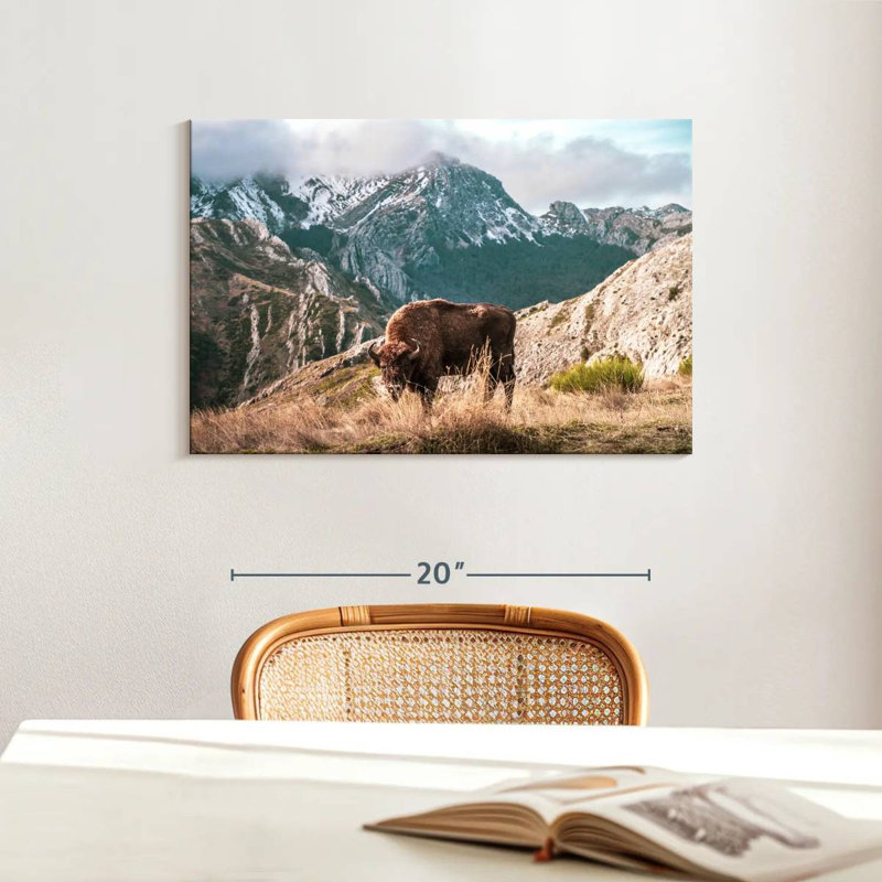 Brampt Bison Lost In The Mountains, 16" H x 24" W