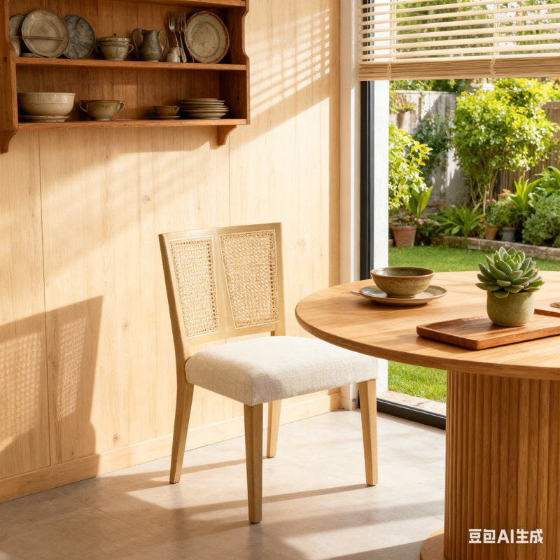 Rattan Dining Chair Without Arm, Natural Ash