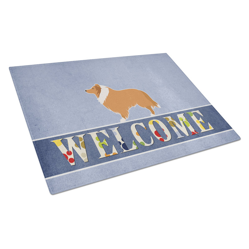 Planche à découper en verre trésors collie caroline Welcome Dog