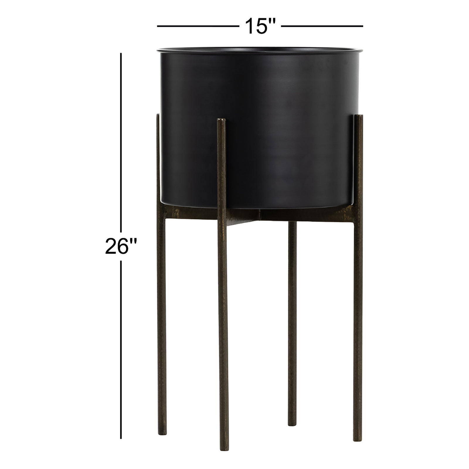 Brinley Pot Planter, 26" H x 15" W x 15" D, Dark Brass-Finished