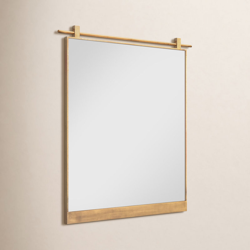 Chico Flat Metal Wall Mirror, 34" x 30", Antique Brass