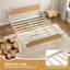 Base de lit grand, cadre de lit plateforme avec tête et pied de lit naturel, style bohème et mid-century, bois de pin massif-261562055