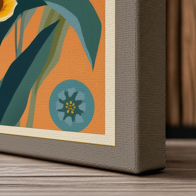 Triptych Botanical - Wrapped Canvas, 30x20 - 76.2 x 50.8 cm, Taupe Border