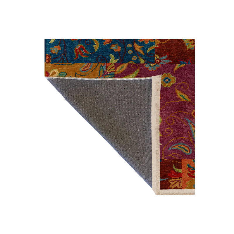Tapis décoratif multicolore à motif floral rétro, Rectangle 3 pi 11,24 po x 5 pi 10,87 po