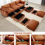 Canapé surdimensionné en U orange à 3 places en chenille orange, avec 2 repose-pieds amovibles, tiroir de rangement modulaire escamotable, croissant, coussins de dossier et d'accoudoirs confortables dissimulés dans le repose-pieds et les sièges,-153993648