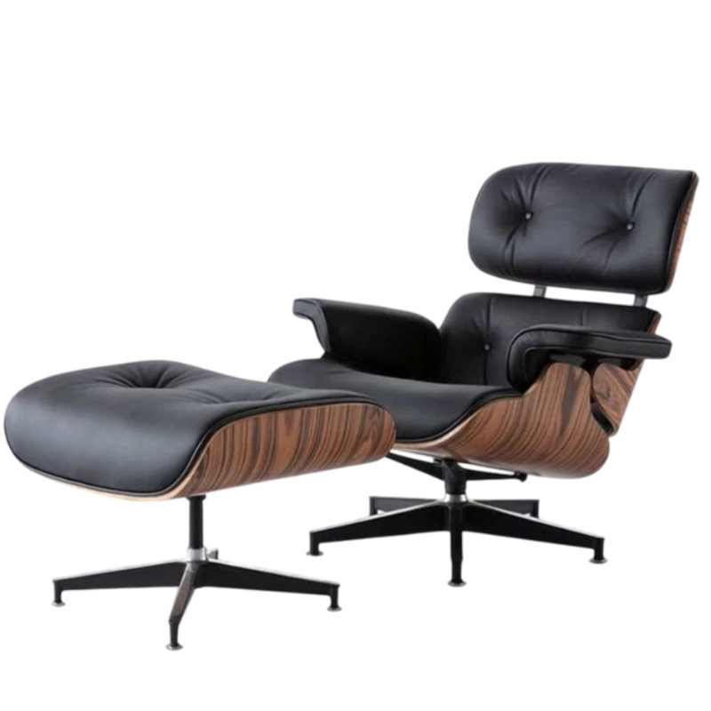 Nairobi Genuine Leather Lounge Chair, Black