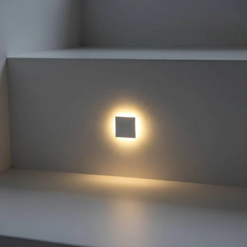 UltraBeam 1 Watt LED Square Mini Recessed Indoor Wall Light - Step and Stair Riser Light 
