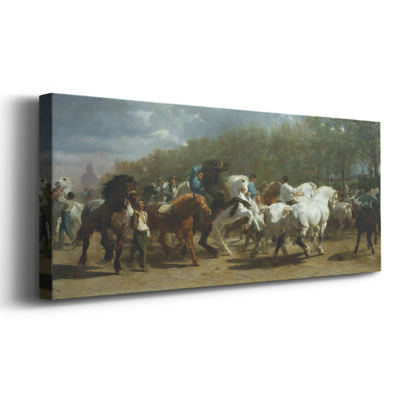 La foire aux chevaux sur toile, H 8 po x l 20 po x P 1,5 po