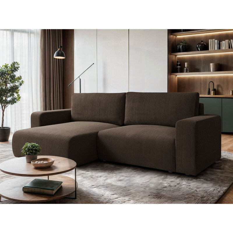3 Seater Corduroy Corner Sofa , Brown