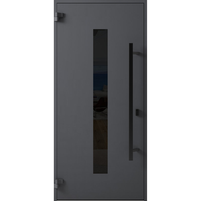 Porte avant en acier pré-suspendue à l'avant / gris Ronex 0130 / entrée en métal peint moderne l 36 po x H 80 po à droite