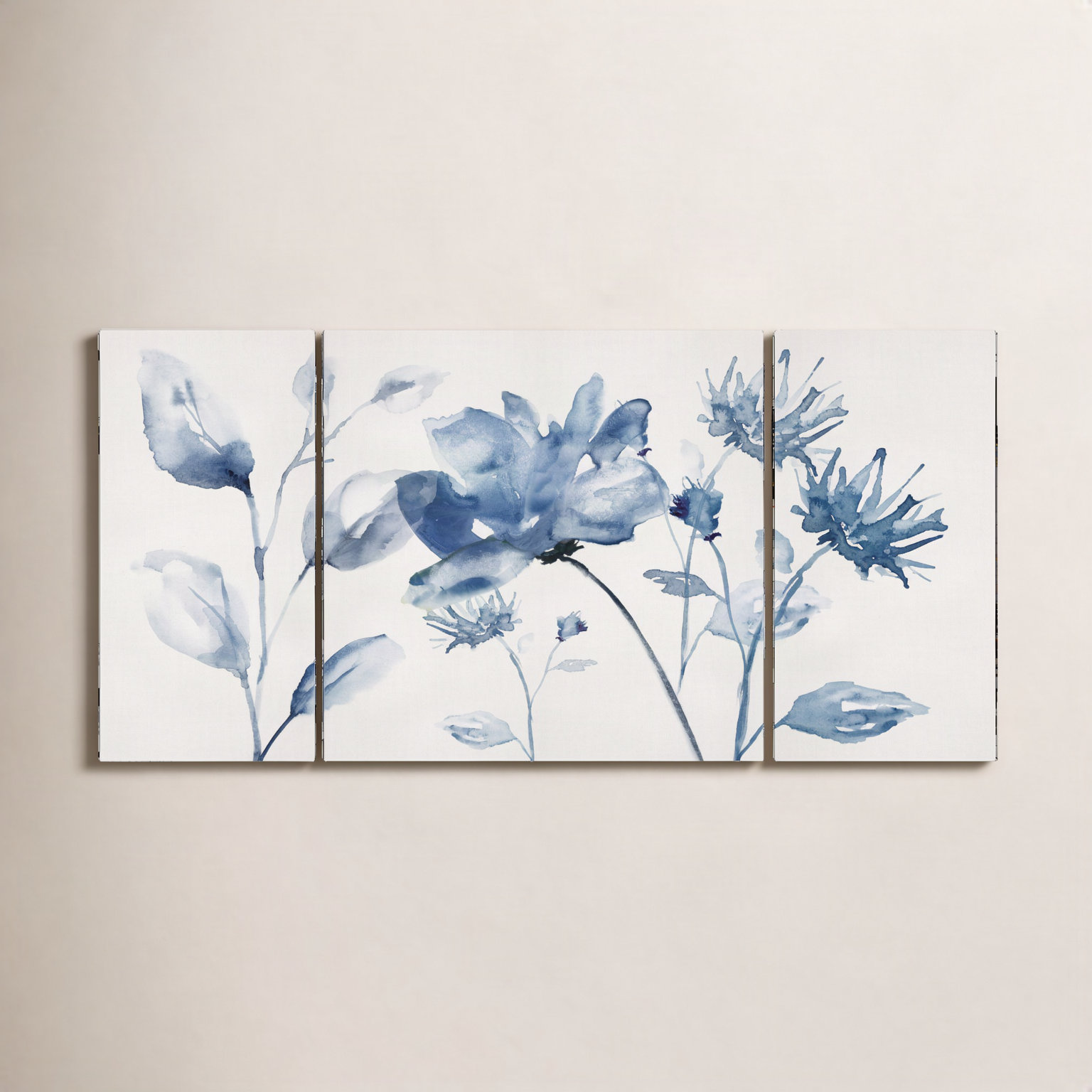 Translucent Blues II Wrapped Canvas Print Set, 40" H x 80" W x 1.5" D