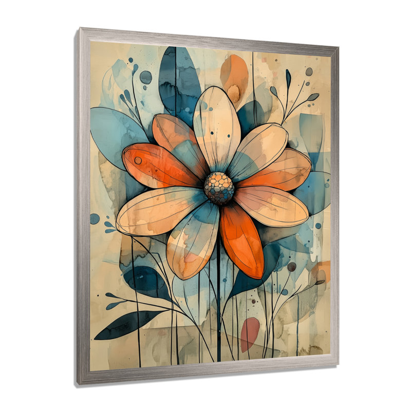 Hubert - Floral Wall Decor, Argent argent, H 40 po x l 30 po, Reproduction encadrée sans passe-partout