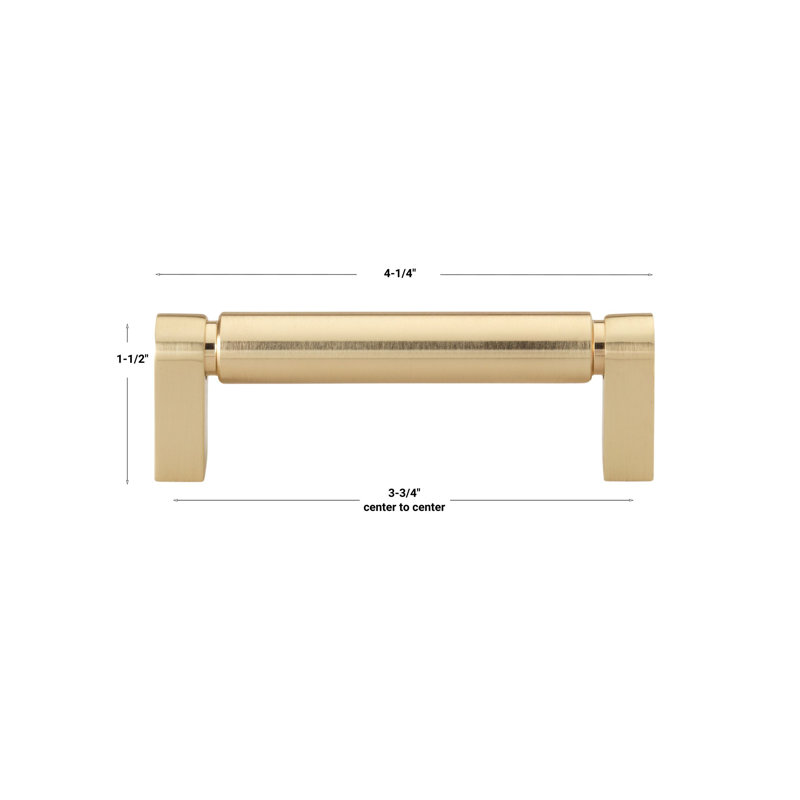 3-3/4" 96mm Center to Center Smooth Bar Pull_10, Champagne Gold