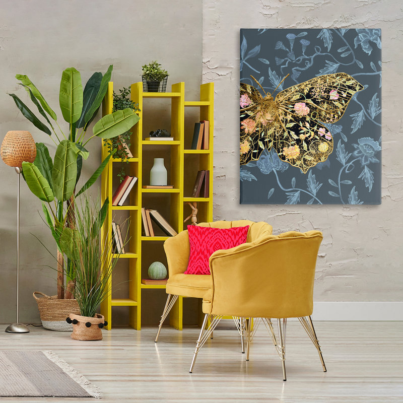 «Blue and Gold Butterfly» par Melissa Wang, H 40 po x l 30 po x P 1,5 po