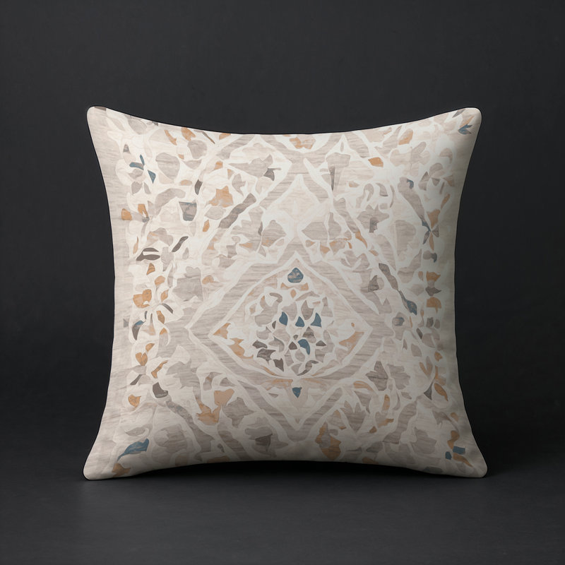 Coussin décoratif intérieur / extérieur bleu Modern Modern, Carré 20 po, Beige abstrait 16