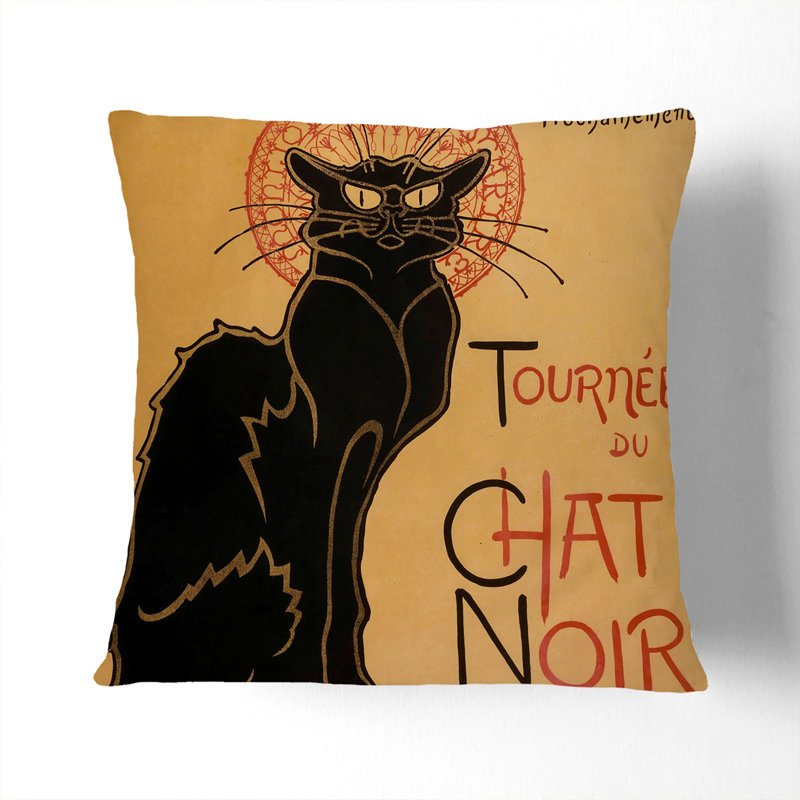 Tournee Du Chat Noir Cat Vol.1 Scatter Cushion with Filling, 40cm H x 40cm W x 15cm D