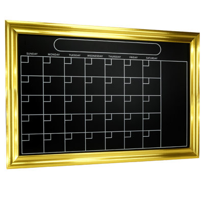 20" X 30" Gold Frame Monthly Calendar Chalkboard