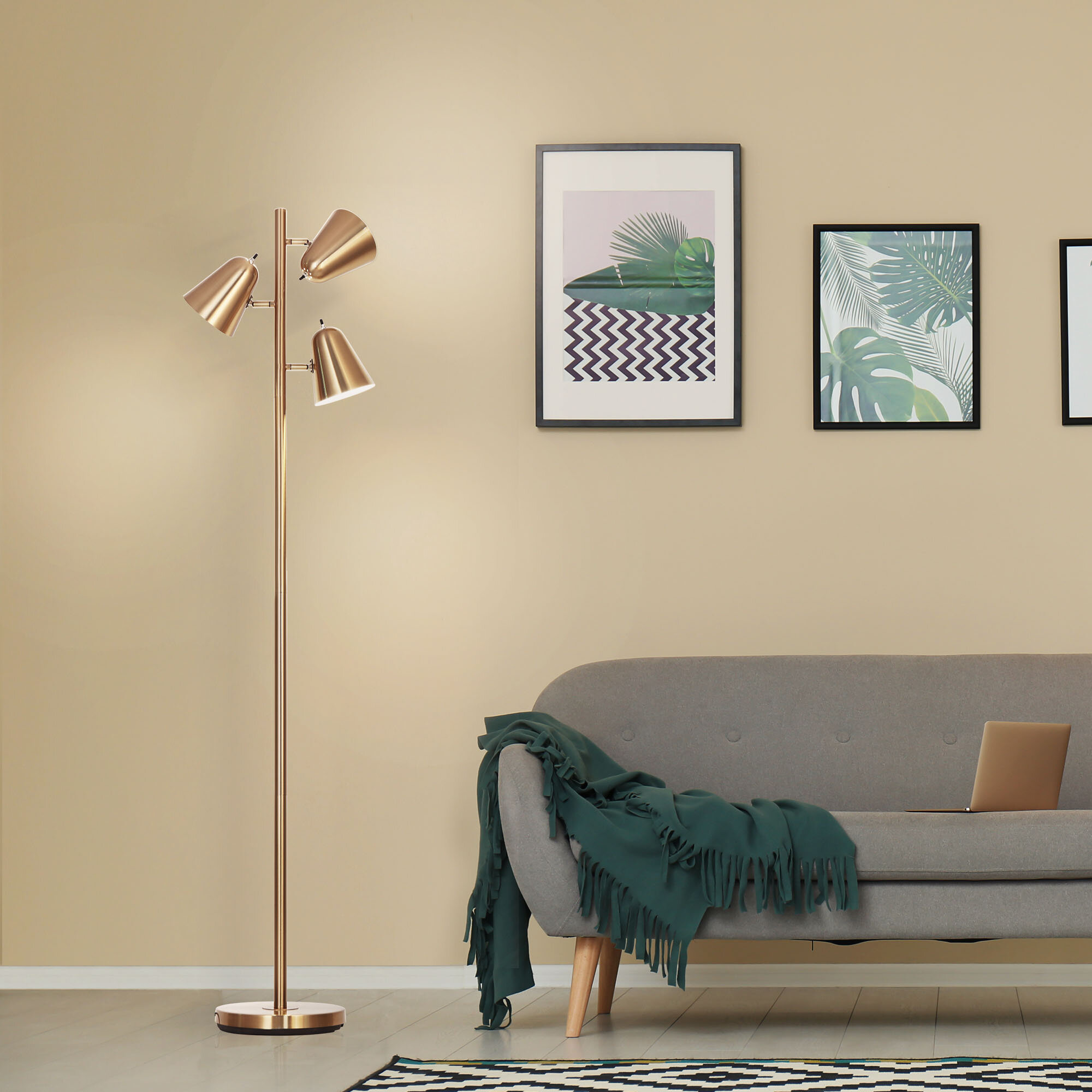 Tall gold floor best sale lamp