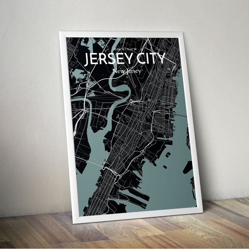 Jersey City Map - No Frame Print, 43.2cm H x 27.9cm W x 0.13cm D