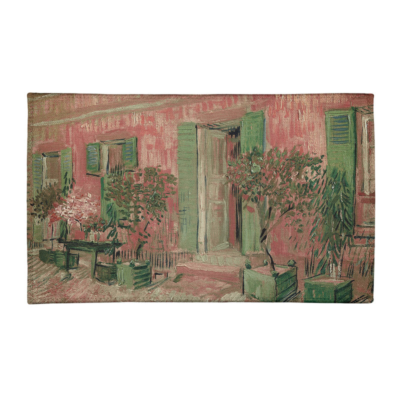 Entrée d’un restaurant dans asnieres rose/vert tapis, Rectangle 2 pi x 3 pi