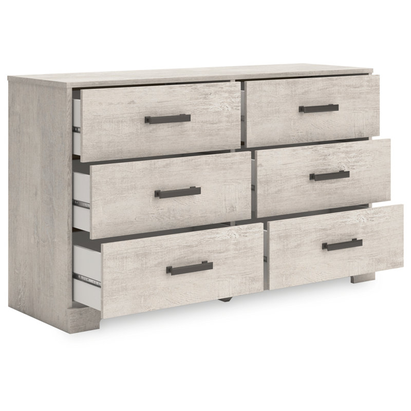 Gray Oak Grain 6-Drawer Modern Farmhouse Dresser