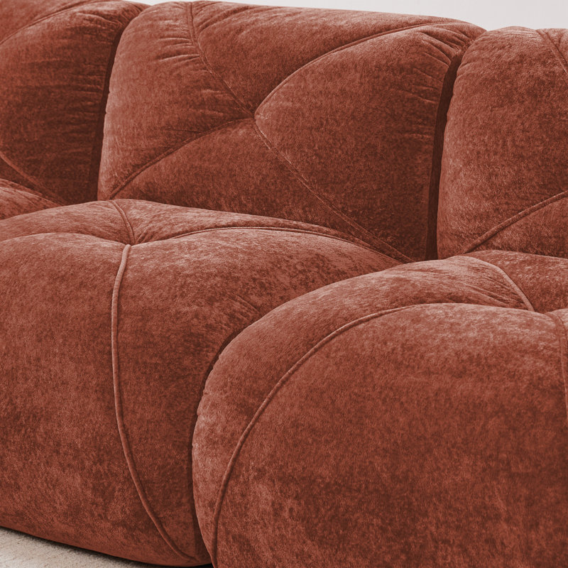 Canapé 110 po sans capitonnage 110 po, H 29,9 po x l 110,6 po x P 37,4 po, 3, Rouge / Brun