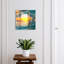 Key storage box, Opens to the left, 30x30x5, White, Wave and setting sun on the sea, 